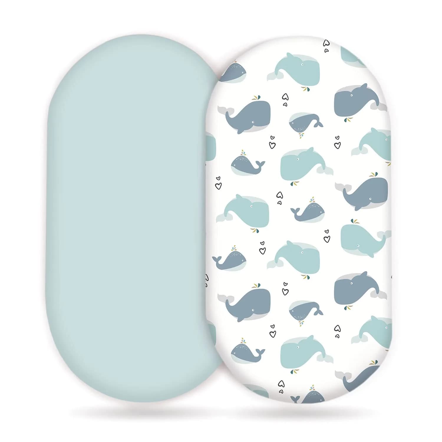 GRSSDER Fitted Bassinet Sheet Set 2 Pack | Ultra Soft Jersey Knit, Universal Fit for Baby Cradle & Moses Basket (32x16x5 inches)
