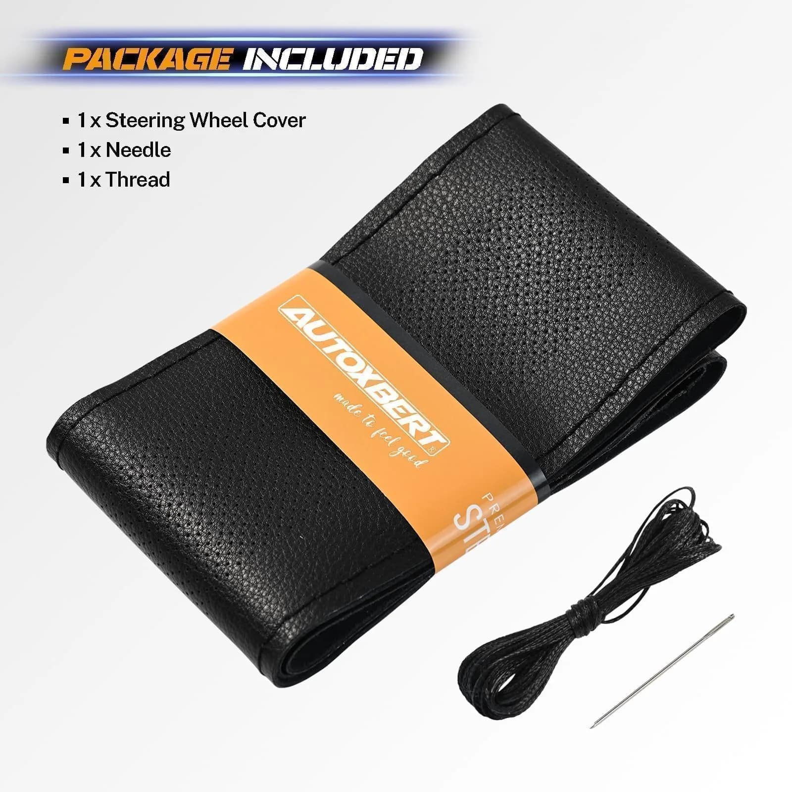 AUTOXBERT Genuine Leather Steering Wheel Cover 38cm (15 Inch) | Hand-Sewn Wrap for Enhanced Grip - view 5