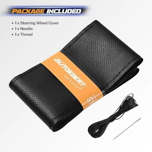 AUTOXBERT Genuine Leather Steering Wheel Cover 38cm (15 Inch) | Hand-Sewn Wrap for Enhanced Grip thumbnail 5