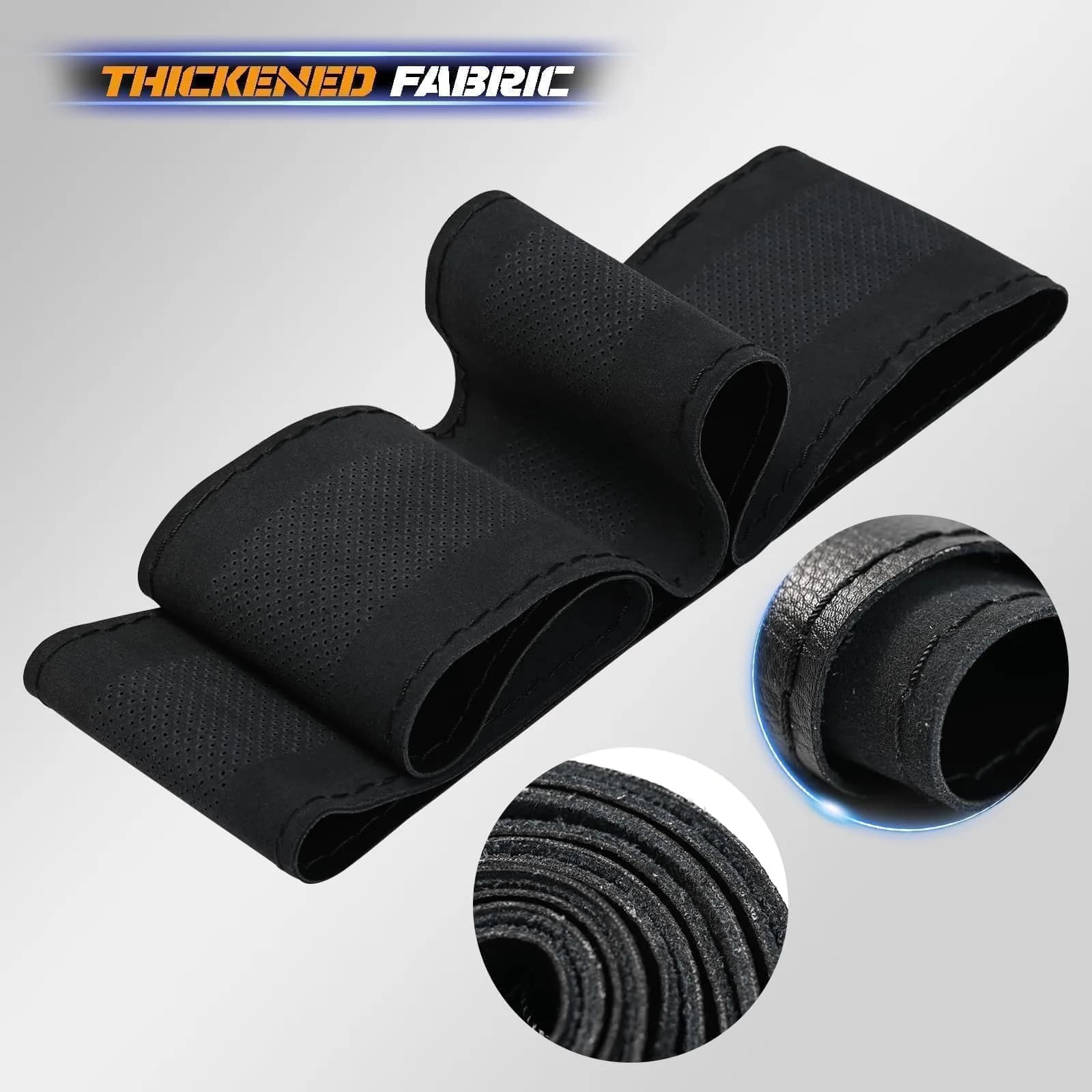 AUTOXBERT Genuine Leather Steering Wheel Cover 38cm (15 Inch) | Hand-Sewn Wrap for Enhanced Grip - view 3