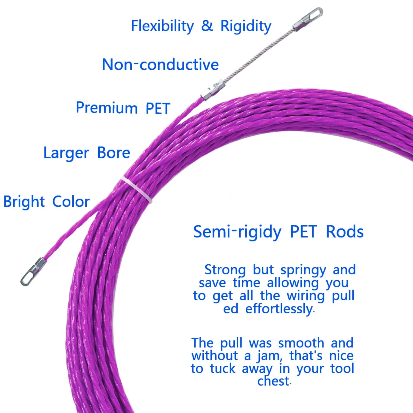 VGongTech 30m (100ft) Style A PET Fish Tape Cable Puller Kit for Electrical Conduit - view 3