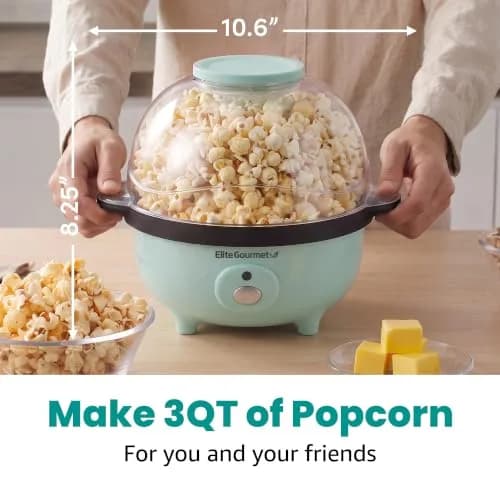 Elite Gourmet EPM330M Automatic Stirring 12 Cup Popcorn Maker, Mint | Fast Pop & Easy Cleanup thumbnail 4