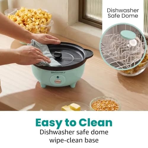 Elite Gourmet EPM330M Automatic Stirring 12 Cup Popcorn Maker, Mint | Fast Pop & Easy Cleanup thumbnail 6