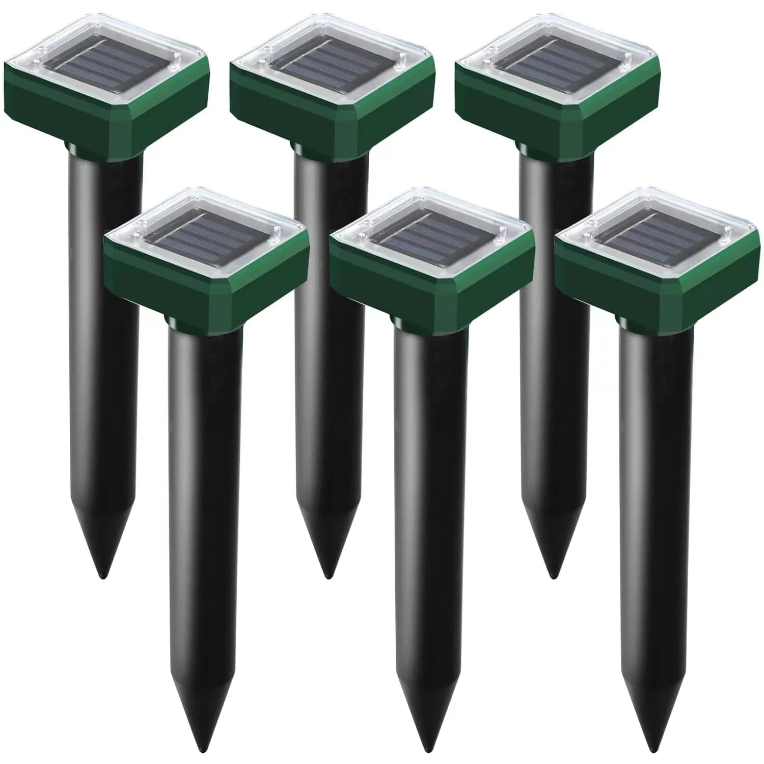 USKICH Solar Powered Mole Repellent Spikes 6 Pack | Ultrasonic Sonic Vole Deterrent for Garden & Yard - main product image