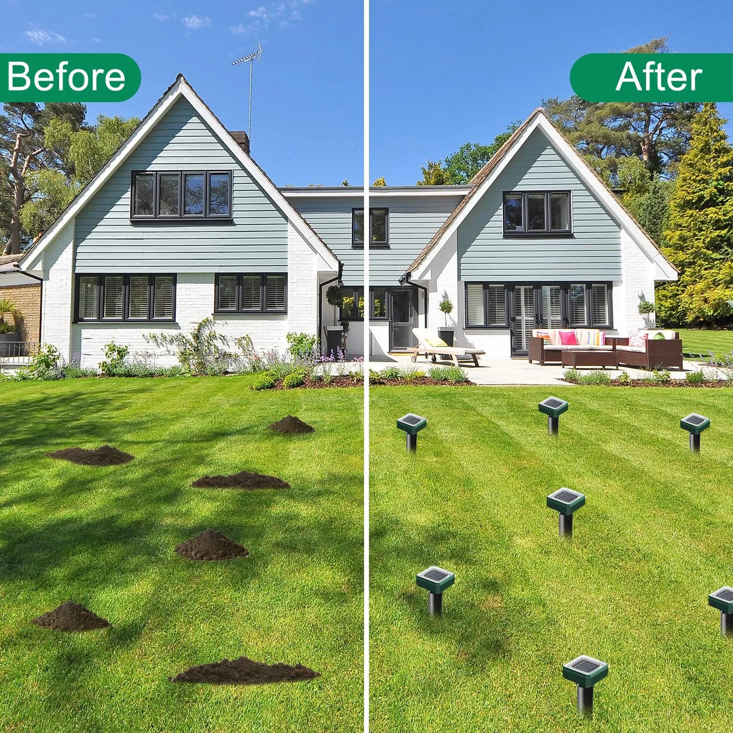 USKICH Solar Powered Mole Repellent Spikes 6 Pack | Ultrasonic Sonic Vole Deterrent for Garden & Yard - view 7