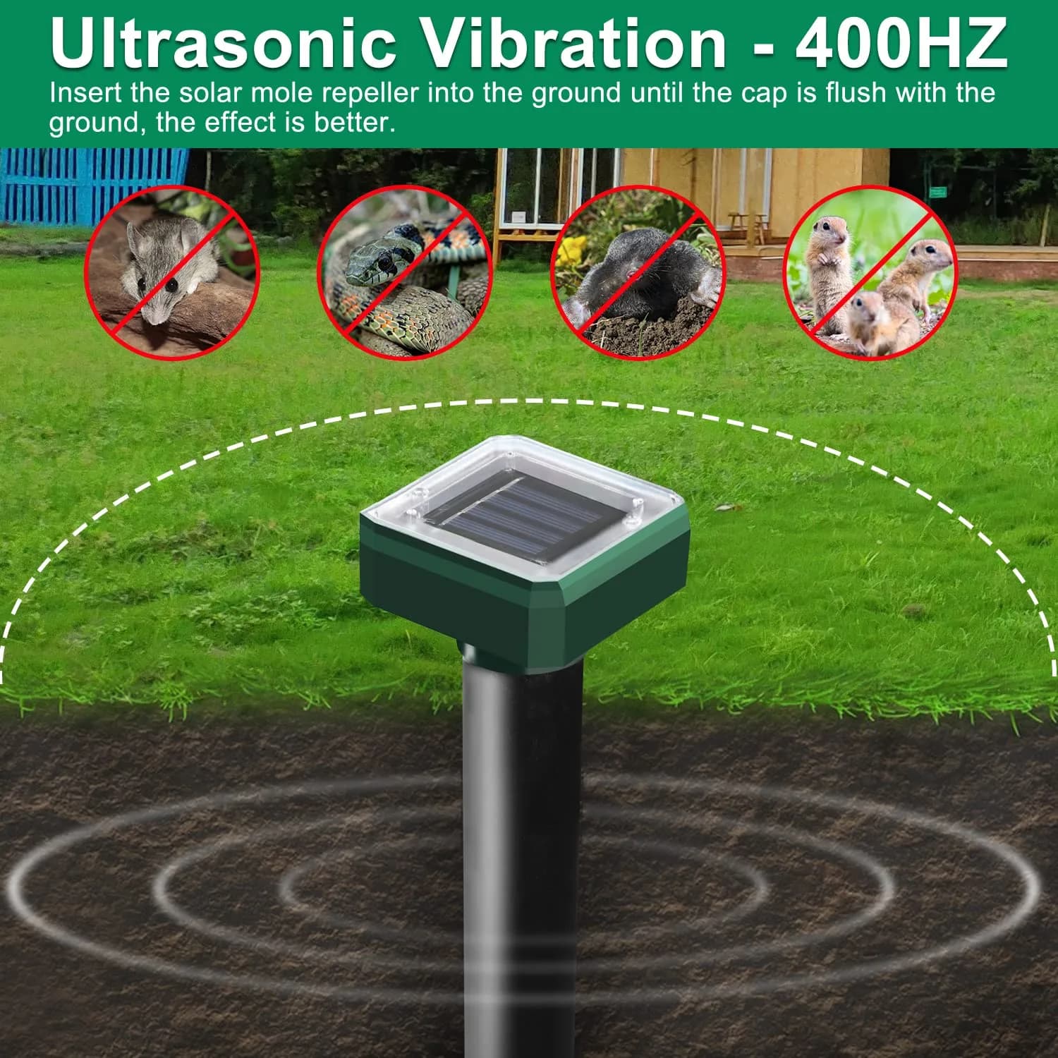 USKICH Solar Powered Mole Repellent Spikes 6 Pack | Ultrasonic Sonic Vole Deterrent for Garden & Yard - view 3