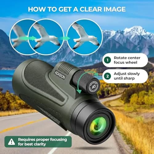 Adasion 12x56 Monocular for Adults | High Powered, Phone Adapter & Tripod for Bird Watching & Outdoor Use thumbnail 4
