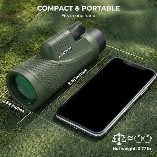 Adasion 12x56 Monocular for Adults | High Powered, Phone Adapter & Tripod for Bird Watching & Outdoor Use thumbnail 6