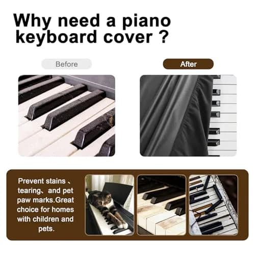 Explore Land Stretchy Leather Piano Keyboard Dust Cover (Black, 88 Keys) | Snug Fit & Elegant Design thumbnail 3