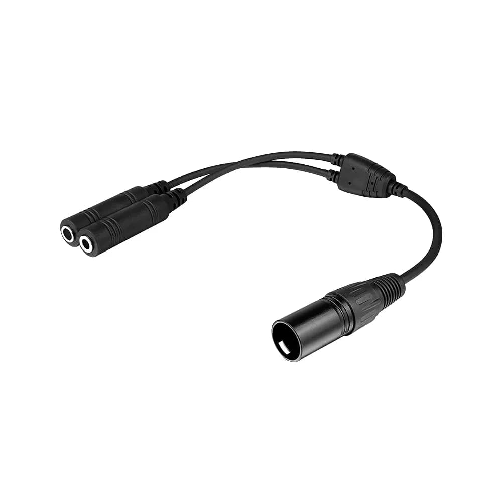 R SPIDER WIRELESS Aviation Headset GA Dual Plugs to Airbus 5 Pin XLR Adapter | Converts Airbus Headset to GA — Black