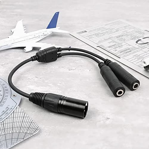 R SPIDER WIRELESS Aviation Headset GA Dual Plugs to Airbus 5 Pin XLR Adapter | Converts Airbus Headset to GA thumbnail 2