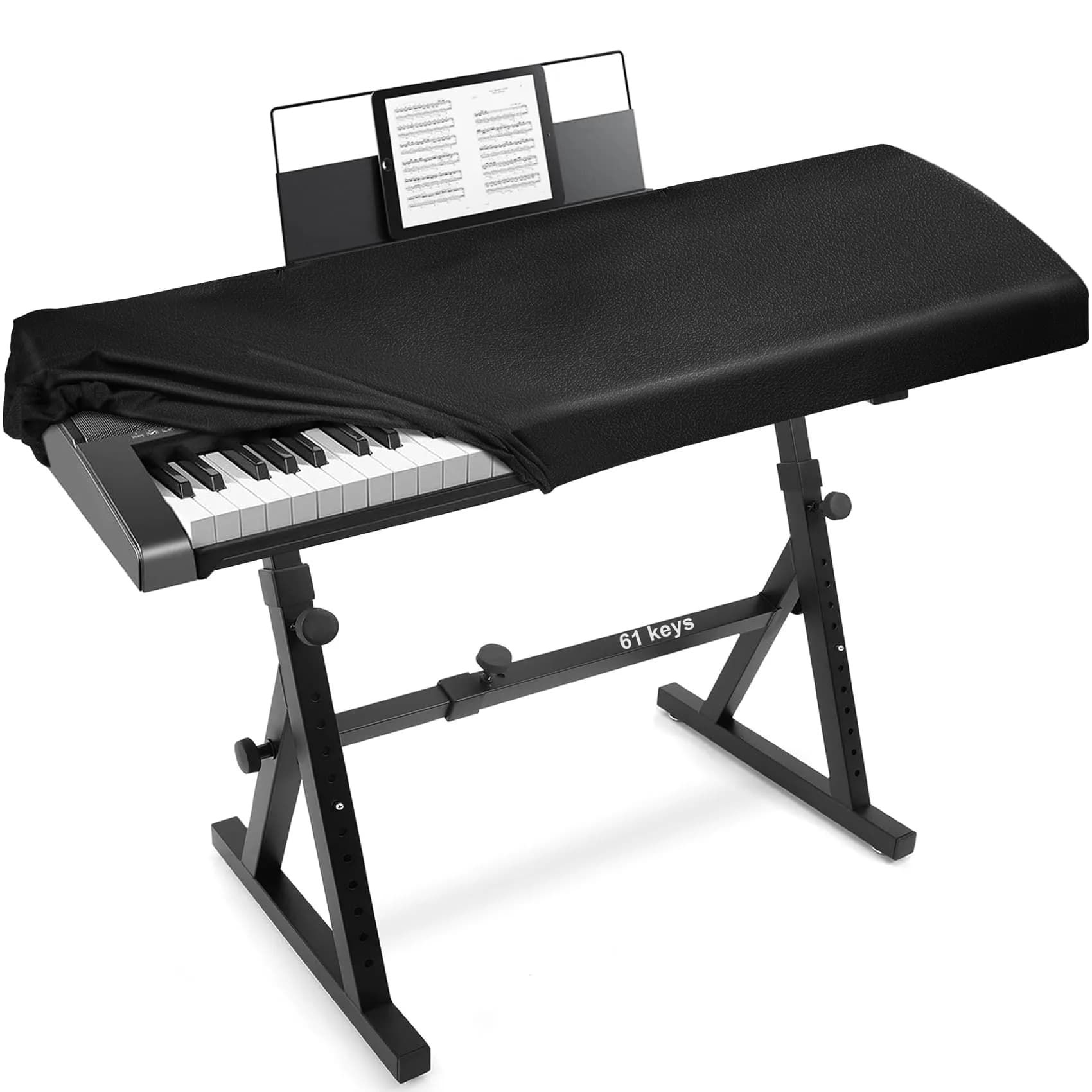 Explore Land Stretchy Leather Piano Keyboard Dust Cover (Black, 61 Keys) | Snug Fit & Premium Material