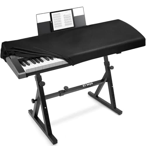 Explore Land Stretchy Leather Piano Keyboard Dust Cover (Black, 61 Keys) | Snug Fit & Premium Material thumbnail 1