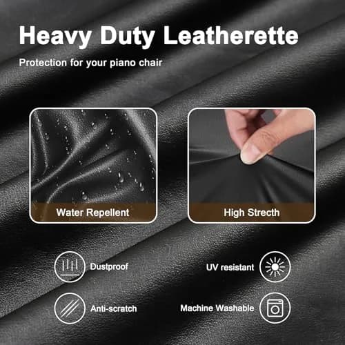 Explore Land Stretchy Leather Piano Keyboard Dust Cover (Black, 61 Keys) | Snug Fit & Premium Material thumbnail 4