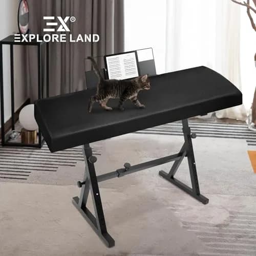 Explore Land Stretchy Leather Piano Keyboard Dust Cover (Black, 61 Keys) | Snug Fit & Premium Material thumbnail 7
