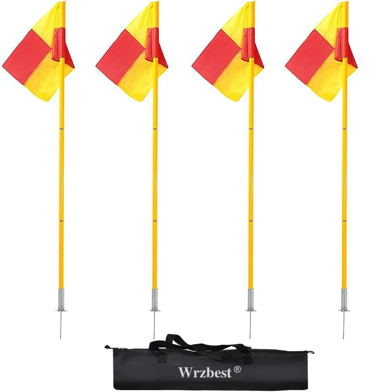 Wrzbest Soccer Corner Flags Set of 4 | Portable, Disassemblable Flags for Turf Training