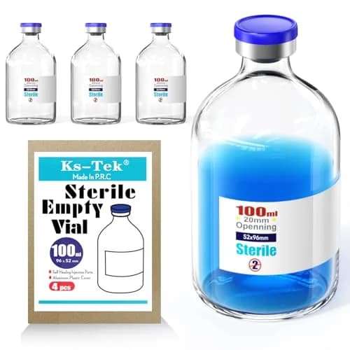 Ks-Tek Sterile Empty Vials with Self-Healing Injection Port 100ml (4-Pack) thumbnail 1