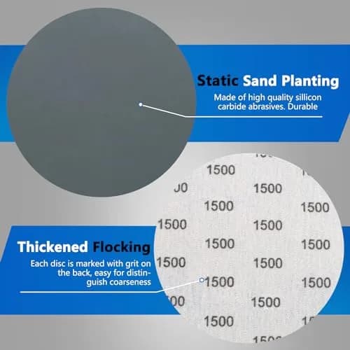 VIBRATITE 1500 Grit 5 Inch Hook & Loop Sanding Discs, 70PCS | Extra Fine Silicon Carbide for Wet/Dry Sanding thumbnail 4