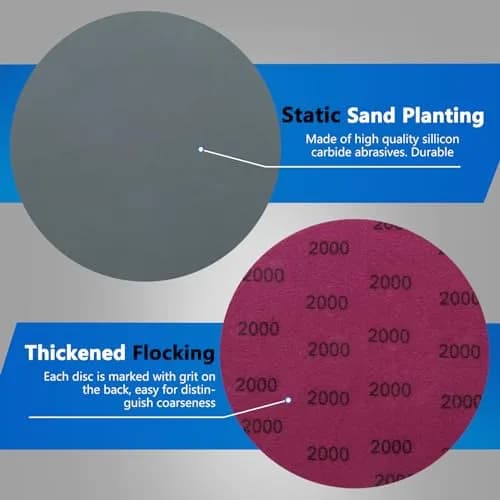 VIBRATITE 2000 Grit 5 Inch Hook & Loop Sanding Discs, 70PCS | Extra Fine Silicon Carbide for Wet/Dry Sanding thumbnail 4