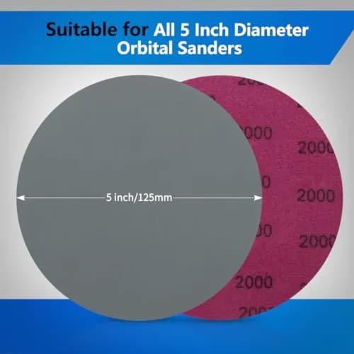VIBRATITE 2000 Grit 5 Inch Hook & Loop Sanding Discs, 70PCS | Extra Fine Silicon Carbide for Wet/Dry Sanding thumbnail 2