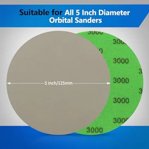 VIBRATITE 3000 Grit 5 Inch Hook & Loop Sanding Discs, 70PCS | Extra Fine Silicon Carbide for Wet/Dry Sanding thumbnail 2