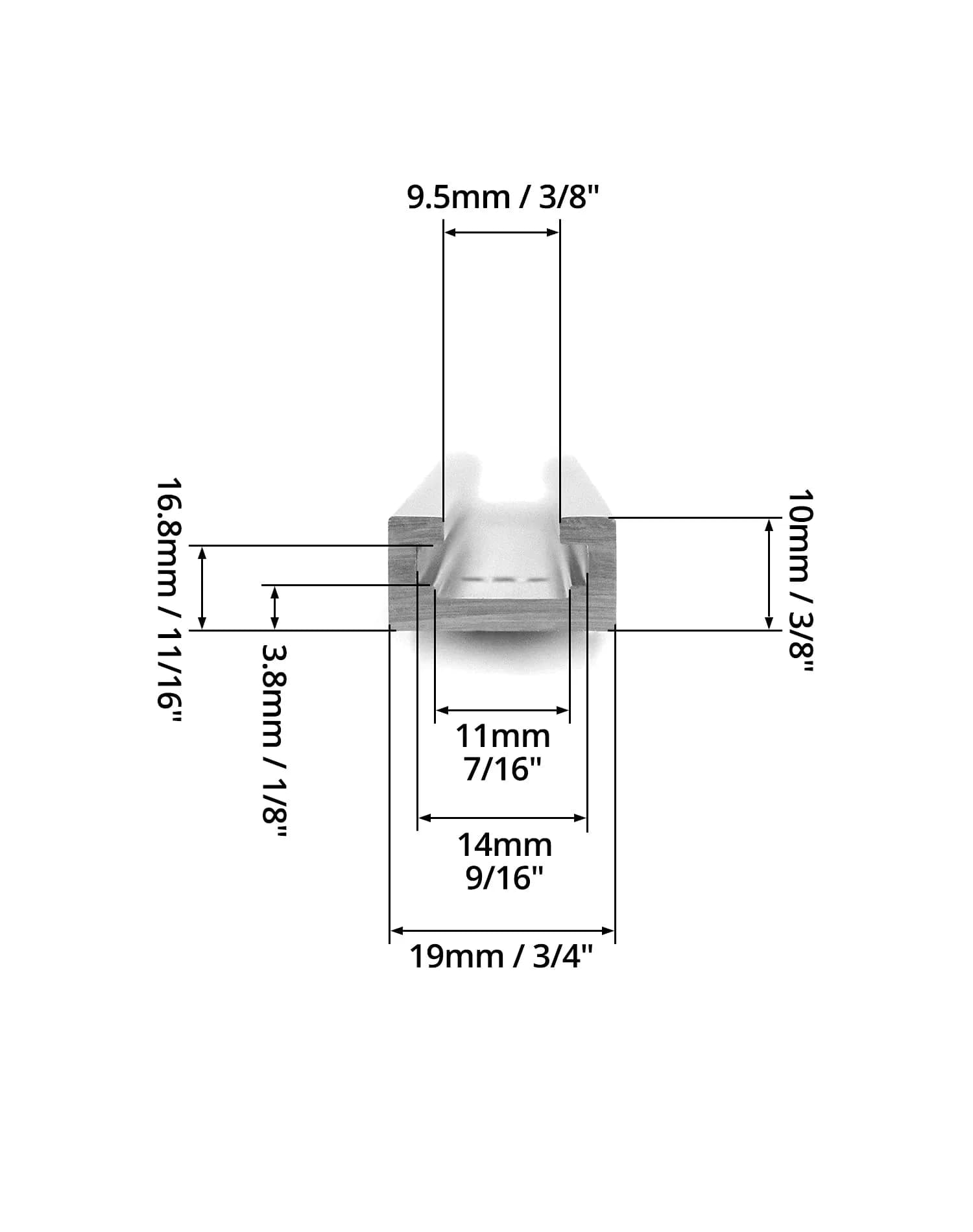 QWORK 12 Inch Aluminum T Track - 2 Piece Pack | Universal Double Cut Profile for Woodworking - view 3