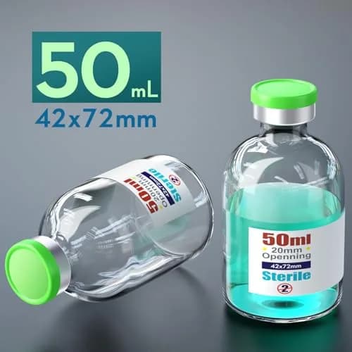 Ks-Tek Sterile Glass Vials 50ml (6-Pack) | Self-Healing Injection Port & Flip-Off Cap thumbnail 2
