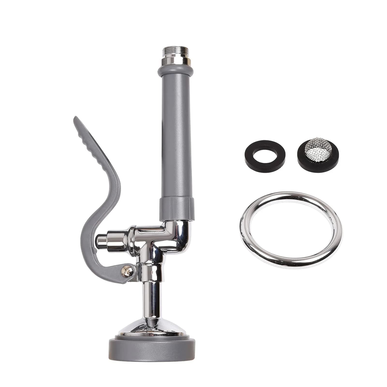 JZBRAIN Commercial Sink Sprayer Pre Rinse Sprayer 1.42 GPM | High Pressure Chrome Sprayer for Commercial Kitchens — Gray