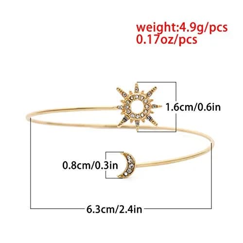 Caiyao Crystal Sun Moon Arm Bangles Adjustable Gold Cuff for Women | Wedding Costume Jewelry thumbnail 2
