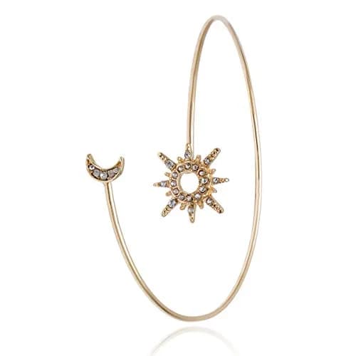Caiyao Crystal Sun Moon Arm Bangles Adjustable Gold Cuff for Women | Wedding Costume Jewelry thumbnail 3