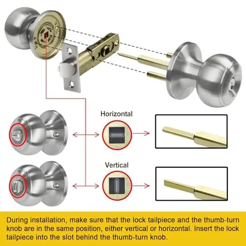 CML Hardware Keyed Entry Door Knob Set in Solid Stainless Steel | Exterior & Interior, Round Handle, 1 Pack thumbnail 5