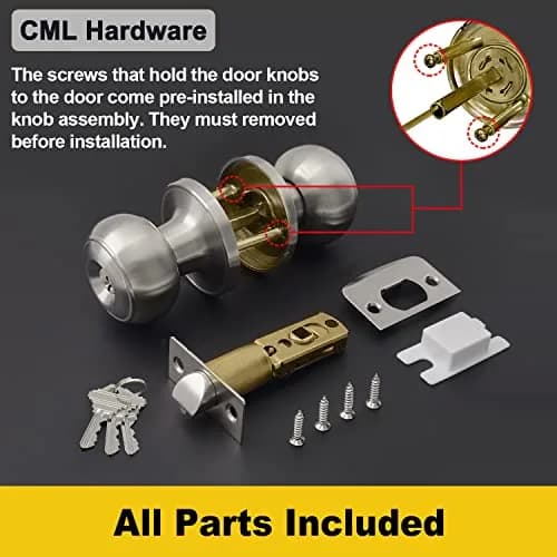 CML Hardware Keyed Entry Door Knob Set in Solid Stainless Steel | Exterior & Interior, Round Handle, 1 Pack thumbnail 6