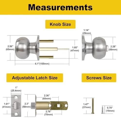 CML Hardware Keyed Entry Door Knob Set in Solid Stainless Steel | Exterior & Interior, Round Handle, 1 Pack thumbnail 4