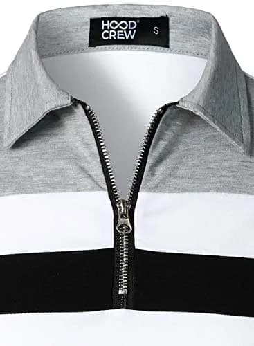 HOOD CREW Men’s Long Sleeve Polo Shirt Casual Slim Fit White | Cotton Comfort & Style thumbnail 5