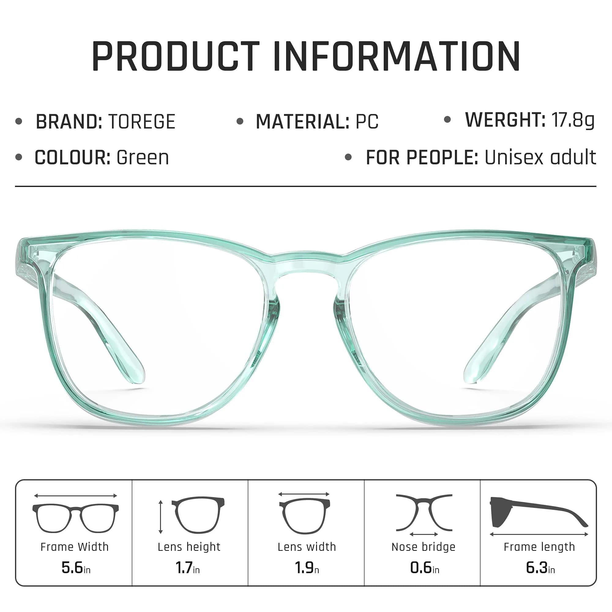 TOREGE Safety Goggles Lightweight Anti-Fog Anti-Blue Light Lenses | Clear Lens Polycarbonate - view 7