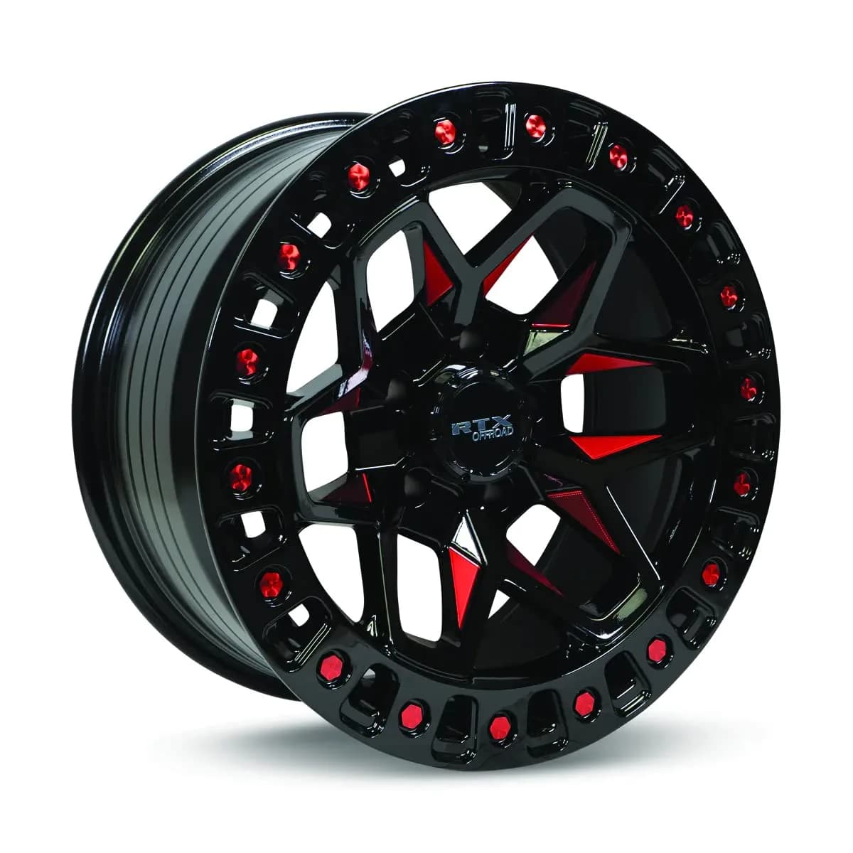 RTX Alloy Wheel Zion 17x9 5x127 ET-15 CB71.5 Gloss Black Milled Red | 17 inch Aluminum Wheel for Cars