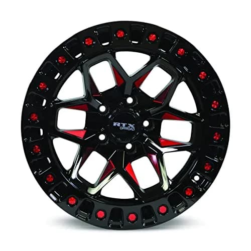 RTX Alloy Wheel Zion 17x9 5x127 ET-15 CB71.5 Gloss Black Milled Red | 17 inch Aluminum Wheel for Cars thumbnail 2