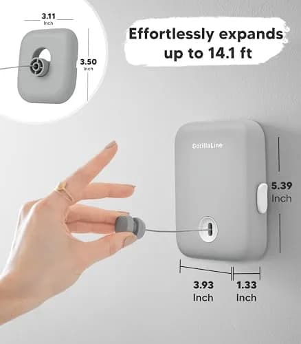 GorillaLine Retractable Clothesline 4.2 m (14.1 ft) | Heavy Duty Wall Mounted Drying Rack for Indoor & Outdoor Use thumbnail 4