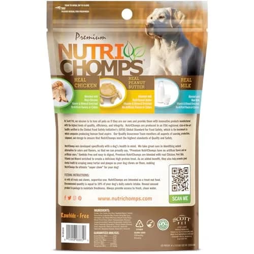 Nutri Chomps Rawhide Free Dog Chews, Chicken/PB/Milk, 15ct, 2pk | Digestible, Flavorful & Nutrient-Rich thumbnail 7
