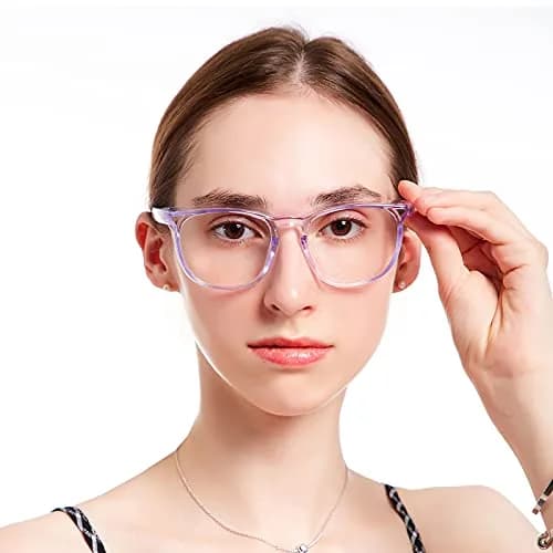 TOREGE Lightweight Anti-Fog Anti-Blue Light Safety Goggles for Women - Light Purple Blue & Clear Lens thumbnail 3