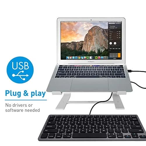 Macally Mini Wired Keyboard and Quiet Wired Mouse Combo, Space Grey | 78 Keys + 13 Apple Shortcuts thumbnail 5