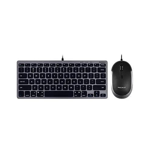 Macally Mini Wired Keyboard and Quiet Wired Mouse Combo, Space Grey | 78 Keys + 13 Apple Shortcuts thumbnail 1