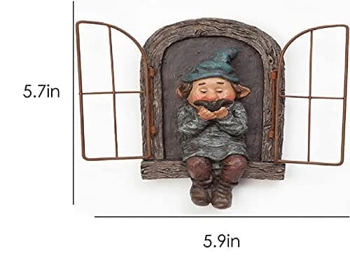 vomiceak Whimsical Fairy Garden Gnome Statue 15cm (5.9 Inch) | Resin Outdoor Decoration for Yard, Lawn, Porch thumbnail 3