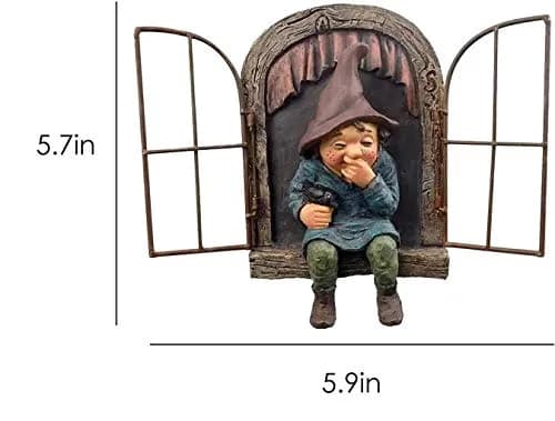 vomiceak Whimsical Fairy Garden Gnome Statue 15.5cm (6.1" | 270g) | Funny Outdoor Tree Decoration thumbnail 6