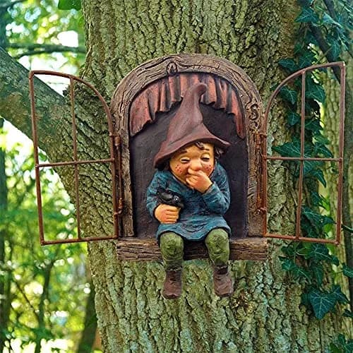 vomiceak Whimsical Fairy Garden Gnome Statue 15.5cm (6.1" | 270g) | Funny Outdoor Tree Decoration thumbnail 1