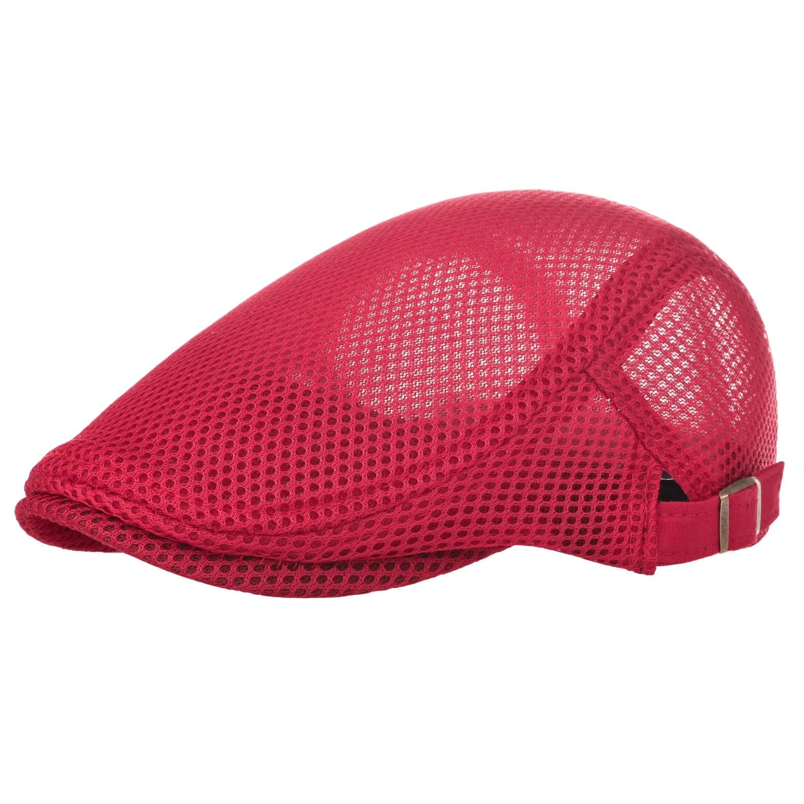 VOBOOM Men's Red Breathable Mesh Summer Hat | Adjustable Newsboy Ivy Cabbie Flat Cap 57-60cm - main product image