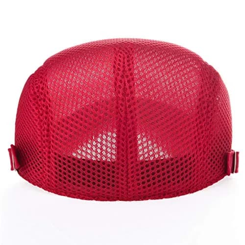 VOBOOM Men's Red Breathable Mesh Summer Hat | Adjustable Newsboy Ivy Cabbie Flat Cap 57-60cm thumbnail 4