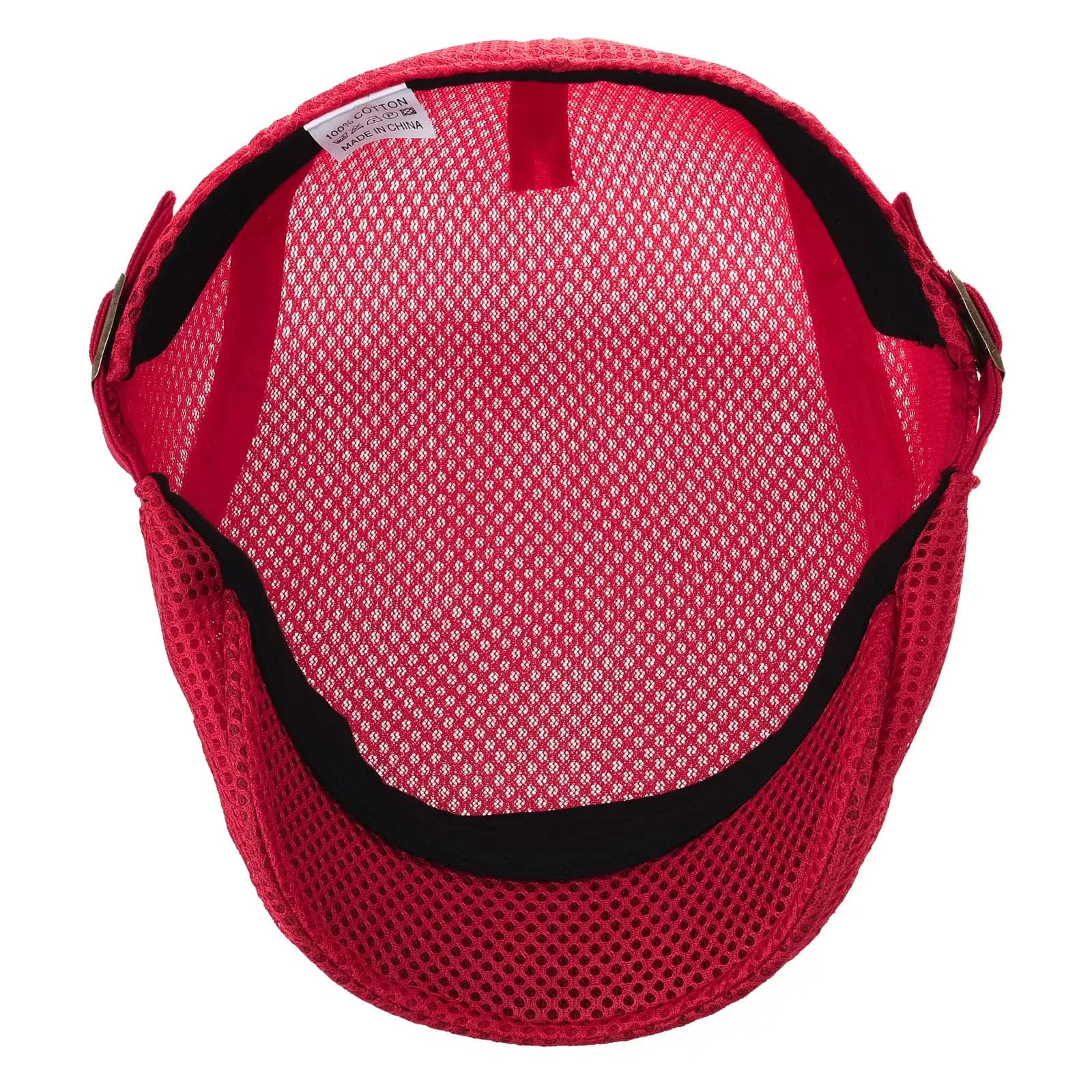 VOBOOM Men's Red Breathable Mesh Summer Hat | Adjustable Newsboy Ivy Cabbie Flat Cap 57-60cm - view 5