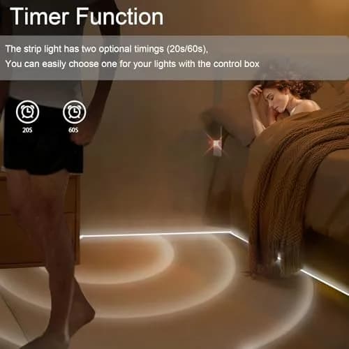 echosari STRING_LIGHT 9.8Ft 90 LED Motion Sensor Closet Strip Lights | Battery Operated for Stairs thumbnail 2