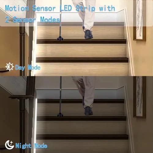 echosari STRING_LIGHT 9.8Ft 90 LED Motion Sensor Closet Strip Lights | Battery Operated for Stairs thumbnail 3